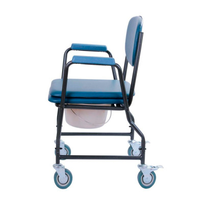 Стальной стул-туалет с мягким сиденьем и колесами MOD-WAVE Стальной стул-туалет с мягким сиденьем и колесами MOD-WAVE