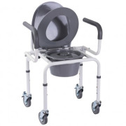 Стул-туалет с откидным подлокотником на колесах